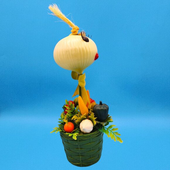 Vintage 1968 Kitsch Onion Head Lady Flower Pot Anthropomorphic Veggie Hong Kong - Picture 6 of 11